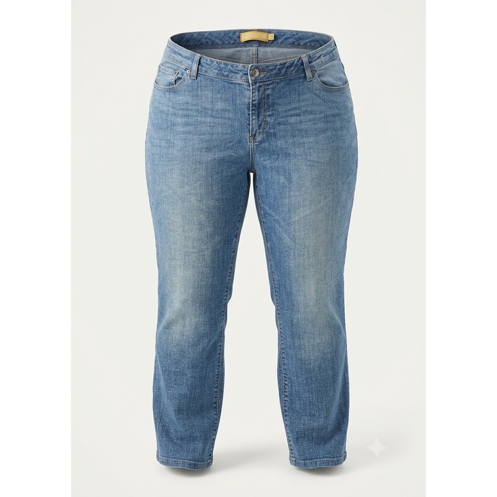 Seven7 Luxe Women's Relaxed Marbella Blue Straight Leg Denim Jeans Pants. Sz 22